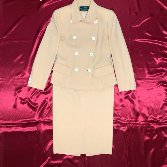 100% Wool Women Double Breasted Suit Set/Peachy Color - Picture 5 of 16